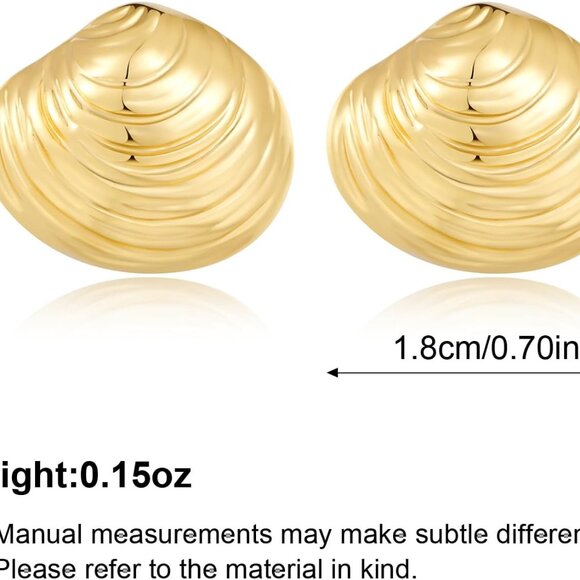 18k Gold Plated Seashell Stud Earrings for Women, Dainty Marine Jewelry for Summ - Picture 6 of 7